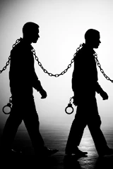 Zwei an Ketten gefesselte Sklaven