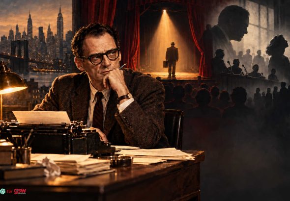 Arthur Miller am Schreibtisch