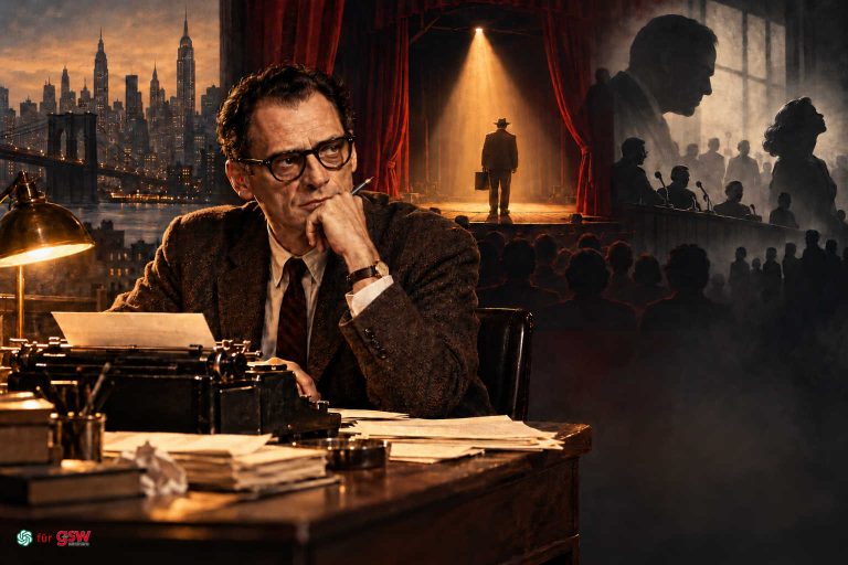 Arthur Miller am Schreibtisch