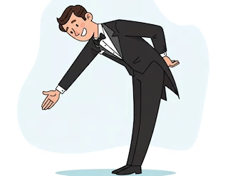 Ein livrierter Diener begrüßt die Nutzer