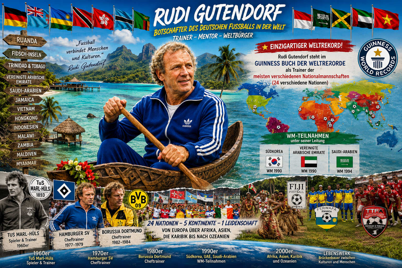 Rudi Gutendorf im Kanu auf Fidschi