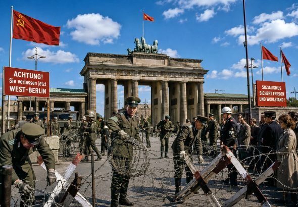 Mauerbau am Brandenburger Tor