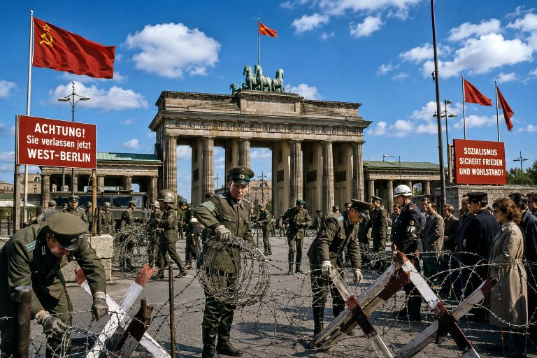 Mauerbau am Brandenburger Tor