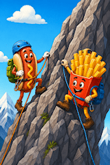 Pommes-hotdog Bergsteiger