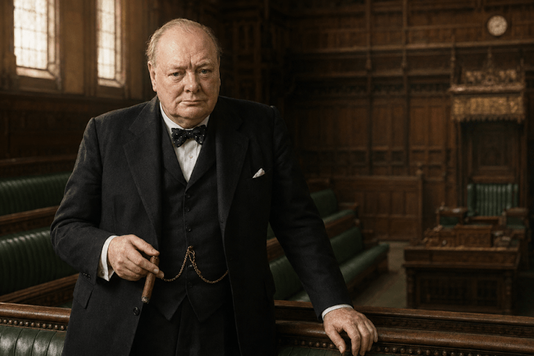 Winston Churchill im Querformat